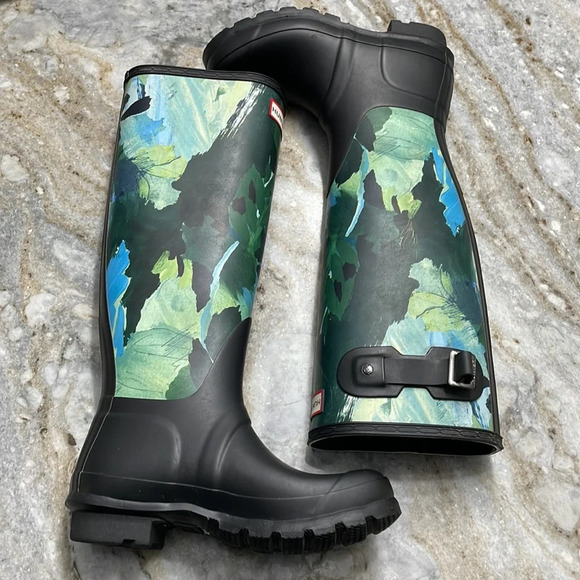 Hunter Original Limited Edition Tall Botanical Print Wellington Boot Size - Picture 11 of 14